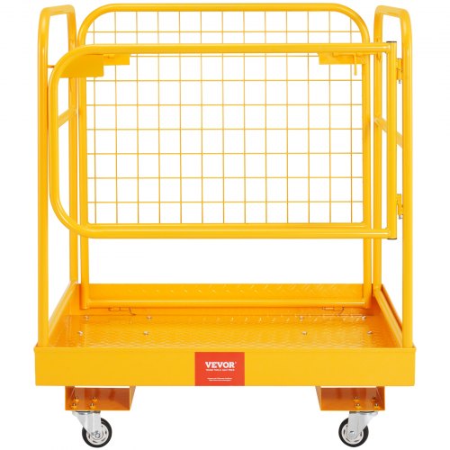Garvee Gabelstapler-Sicherheitskäfig – Klappbare Arbeitsplattform Mit Rädern, Arbeitskorb Für Hubgeräte, 91x91 Cm, Max. 544 Kg Traglast, Rot