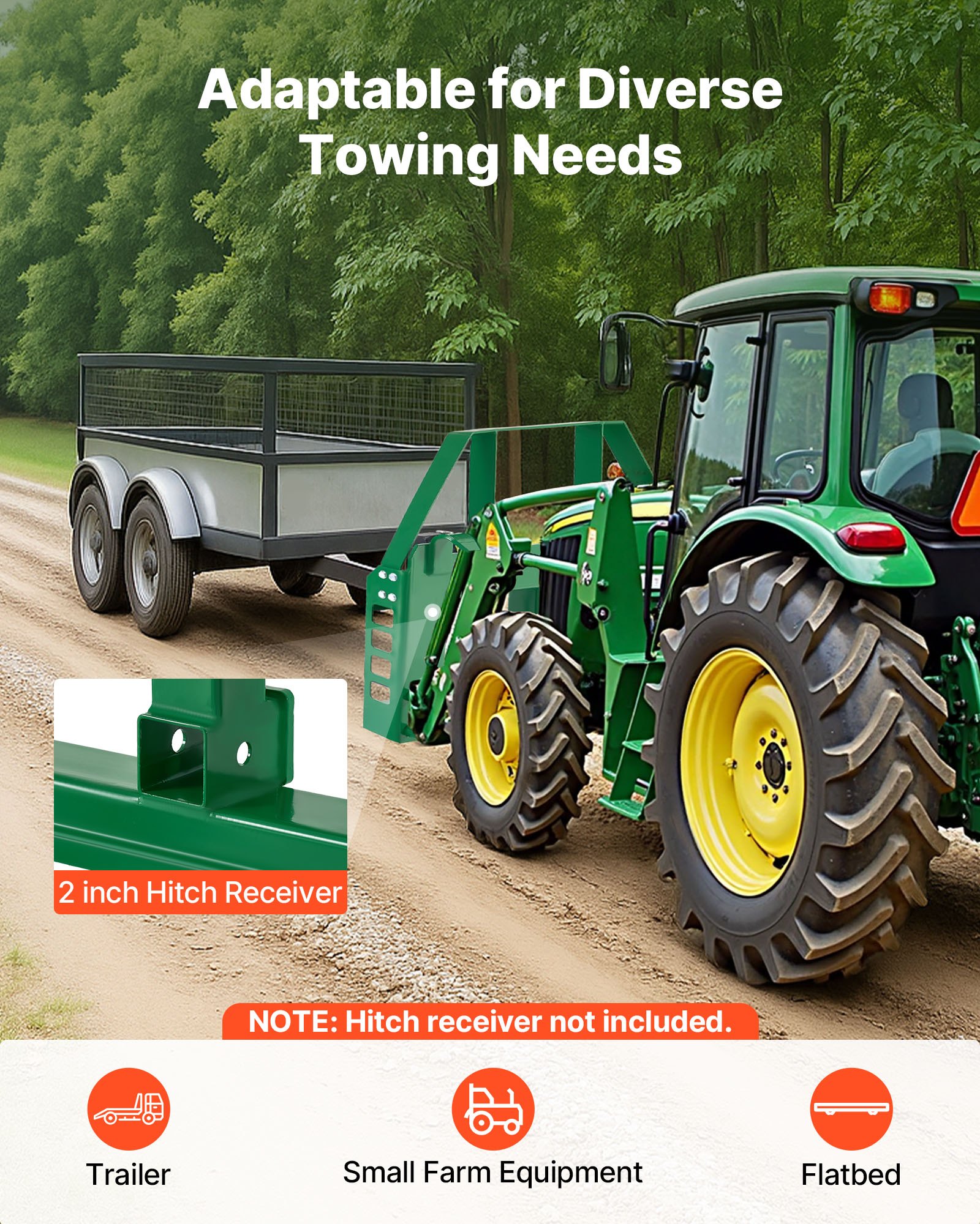 VEVOR Kompaktlader, 1814 kg, 1270 x150x752 mm Palettengabelrahmenaufsätze mit 50,8 mm Anhängerkupplung & Speerhülsen, passend für John Deere Lader mit Schnellbefestigung, nur Rahmen