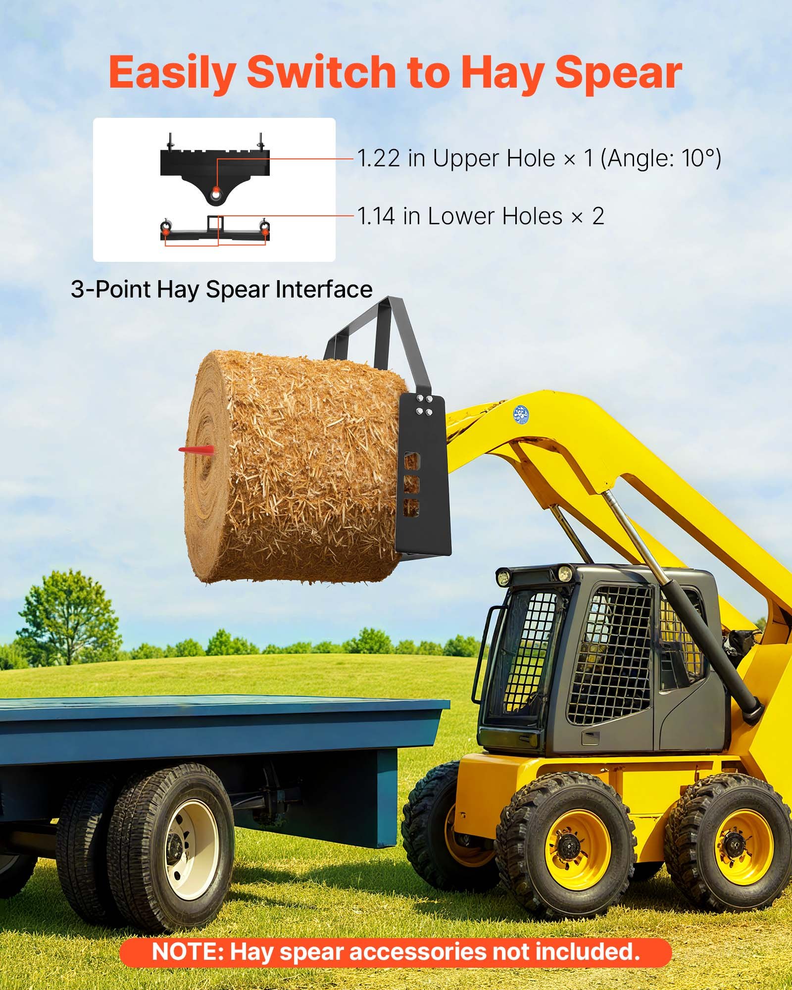 VEVOR Palettengabelrahmen für Kompaktlader, 1814 kg, 1150 mm Palettengabelrahmenaufsätze mit 50,8 mm Anhängerkupplung & Speerhülsen, passend für Schnellkupplungs-Traktorlader, nur Rahmen