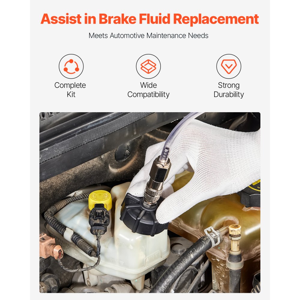 VEVOR Brake Master Entlüfterset 12-tlg. professionelles Bremsentlüfter-Adapterset mit komplettem Set und Griff, langlebiger Bremsentlüfteradapter zum Befüllen der Bremsflüssigkeit