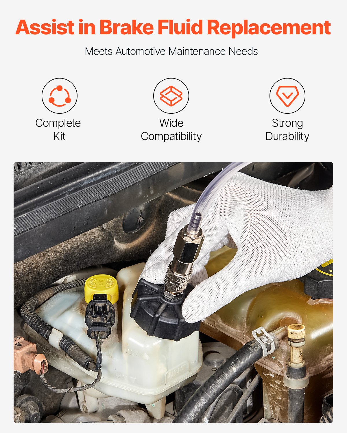 VEVOR Brake Master Entlüfterset 12-tlg. professionelles Bremsentlüfter-Adapterset mit komplettem Set und Griff, langlebiger Bremsentlüfteradapter zum Befüllen der Bremsflüssigkeit