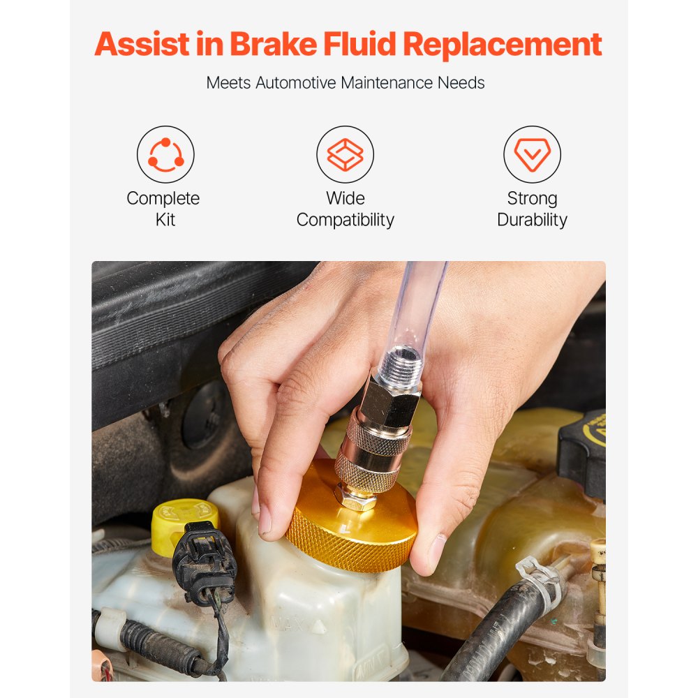 VEVOR Brake Master Entlüfterset 17-teilig professionelles Bremsentlüfter-Adapterset mit komplettem Set und Griff, langlebiger Bremsentlüfteradapter zum Befüllen der Bremsflüssigkeit
