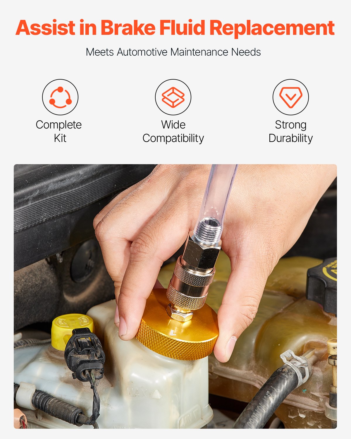 VEVOR Brake Master Entlüfterset 17-teilig professionelles Bremsentlüfter-Adapterset mit komplettem Set und Griff, langlebiger Bremsentlüfteradapter zum Befüllen der Bremsflüssigkeit