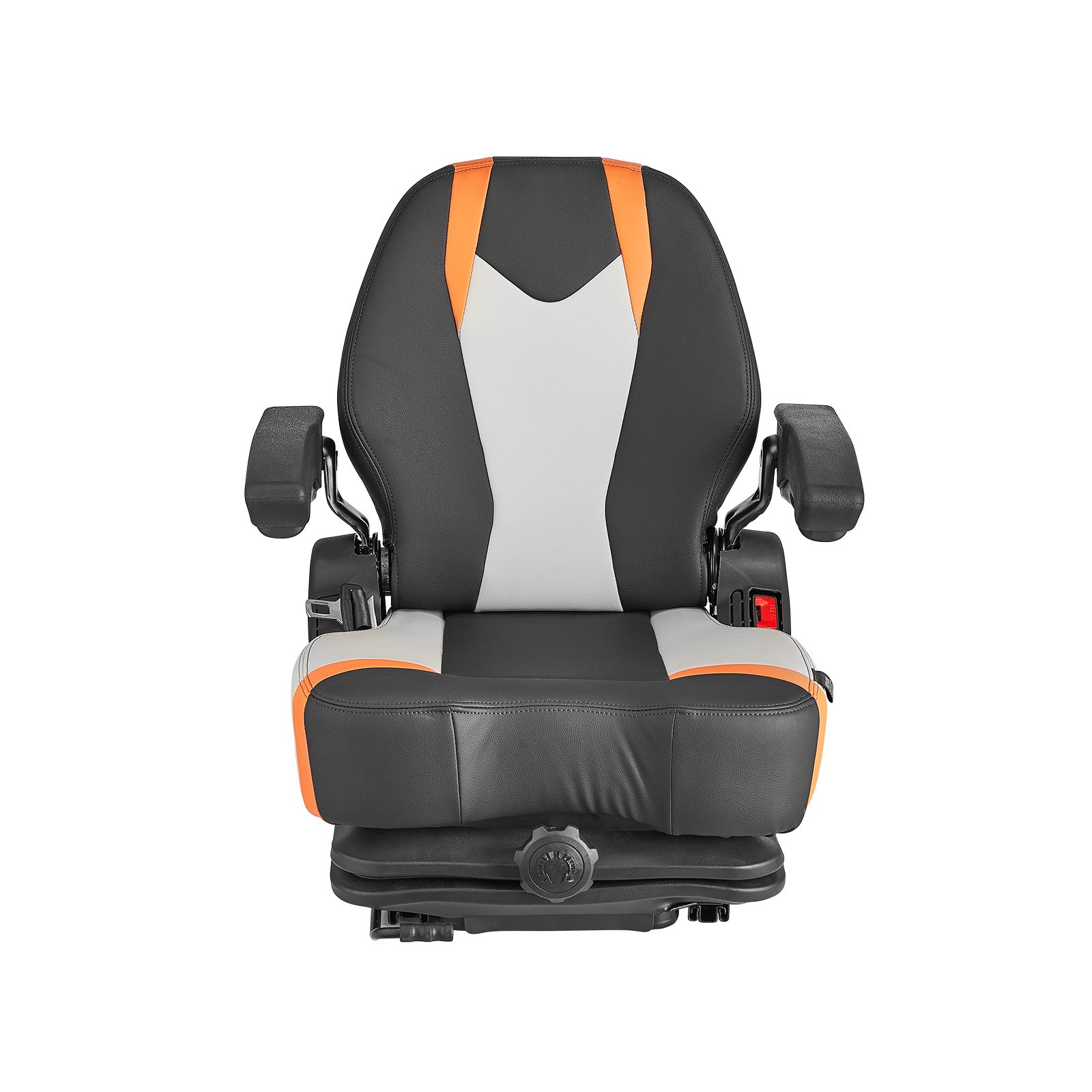 VEVOR Forklift Seat, Tractor Seat with Adjustable Backrest, Armrest & Safety Belt, Safe Folding Tractor Seat with Microswitch, Lawn Mower Seat for Compact Loaders, Bulldozers