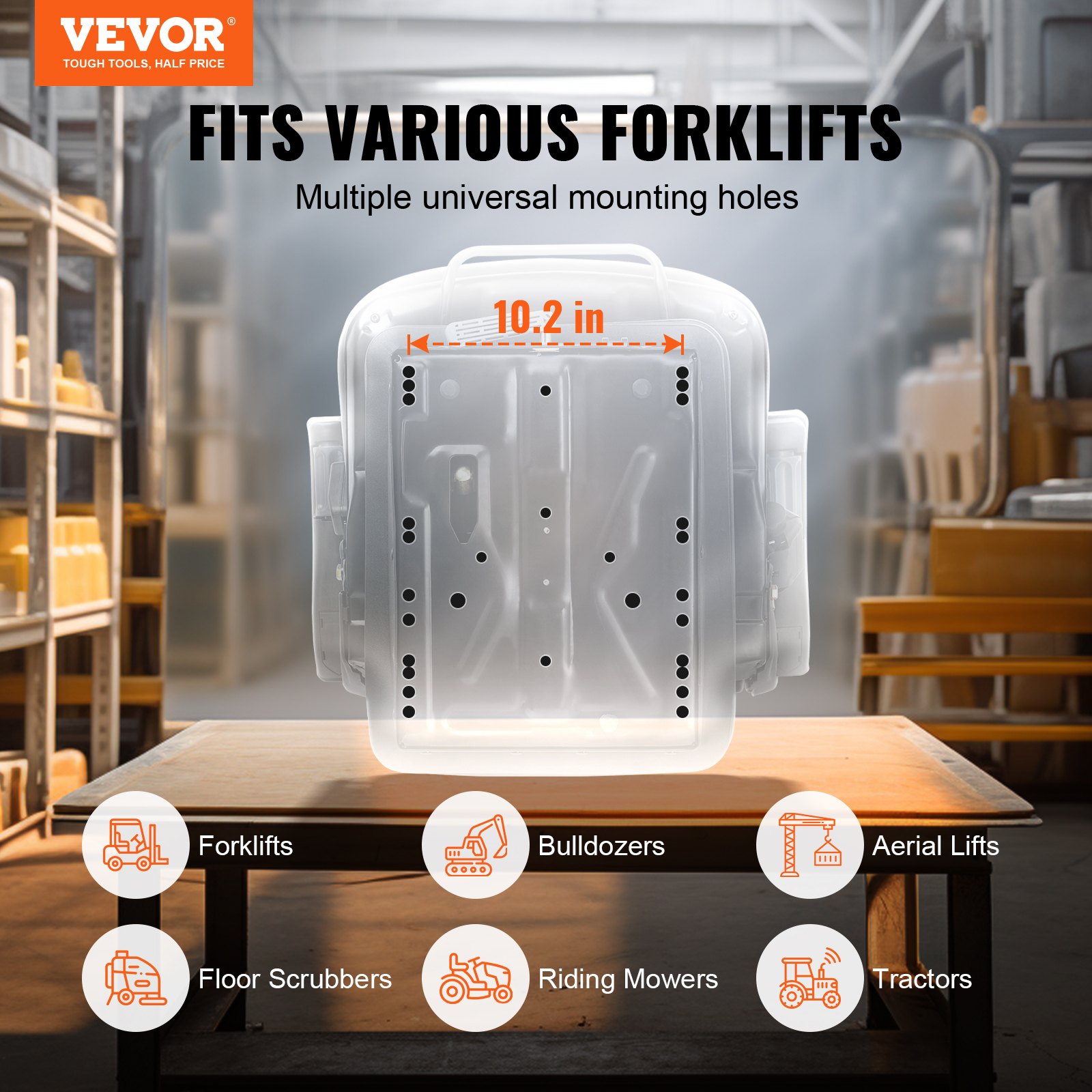 VEVOR Traktorsitz  590 x 560 x 755 mm, 0–180° Schleppersitz, Universal Traktorsitz, Traktorsitz Schleppersitz, Gabelstapler PVC 33,1 kg für die meisten mechanischen Sitze wie Gabelstapler