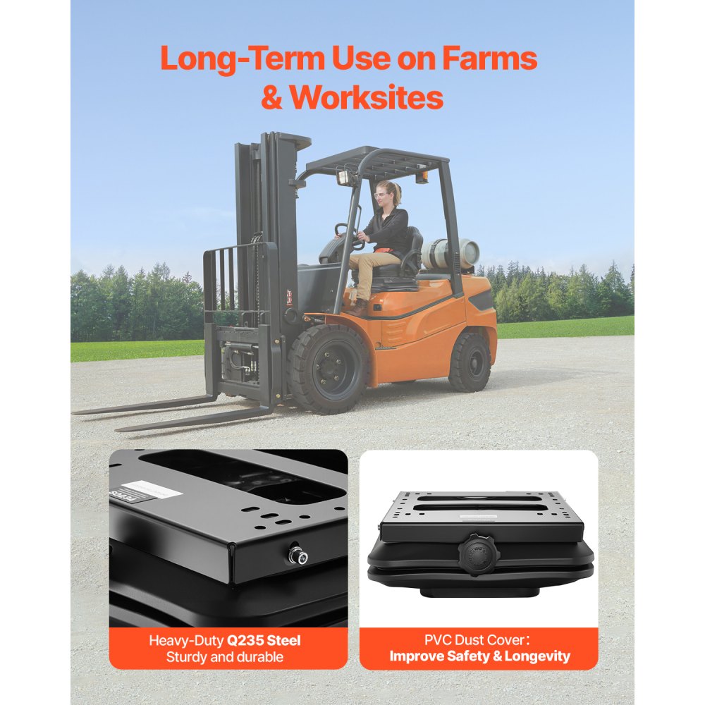 VEVOR Sitzfederungssatz 490x420x150 mm ohne Sitzgleitschiene, universelle Luftfederung für Zero-Turn-Rasenmäher, mit Staubschutz, Traktor-Sitzfederungssatz für Gabelstapler, Bulldozer