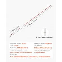 VEVOR Schneestangen, 500 Stück, 122 cm lang, 6,35 mm Durchmesser, Auffahrtstangen mit 30 cm Stahlbohrern, reflektierende Einfahrtsmarkierung, Fiberglasstangen für Parkplätze, Gehwege, Schneeräumen