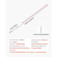 VEVOR Schneestangen, 200 Stück, 122 cm lang, 6,35 mm Durchmesser, Auffahrtstangen mit 30 cm Stahlbohrern, reflektierende Einfahrtsmarkierung, Fiberglasstangen für Parkplätze, Gehwege, Schneeräumen