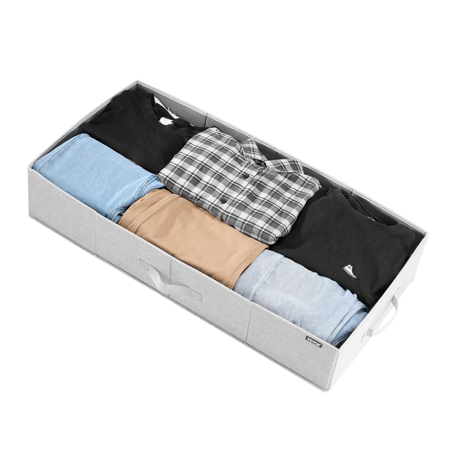 VEVOR Under Bed Storage with Lids, 805 x 405 x 155 mm, 48L Large Underbed Clothes Storage Containers, Low Profile Gray Under Bed Drawer Shoe Organizer Bins Box for Blanket Shoe Bedroom, 2 Pack