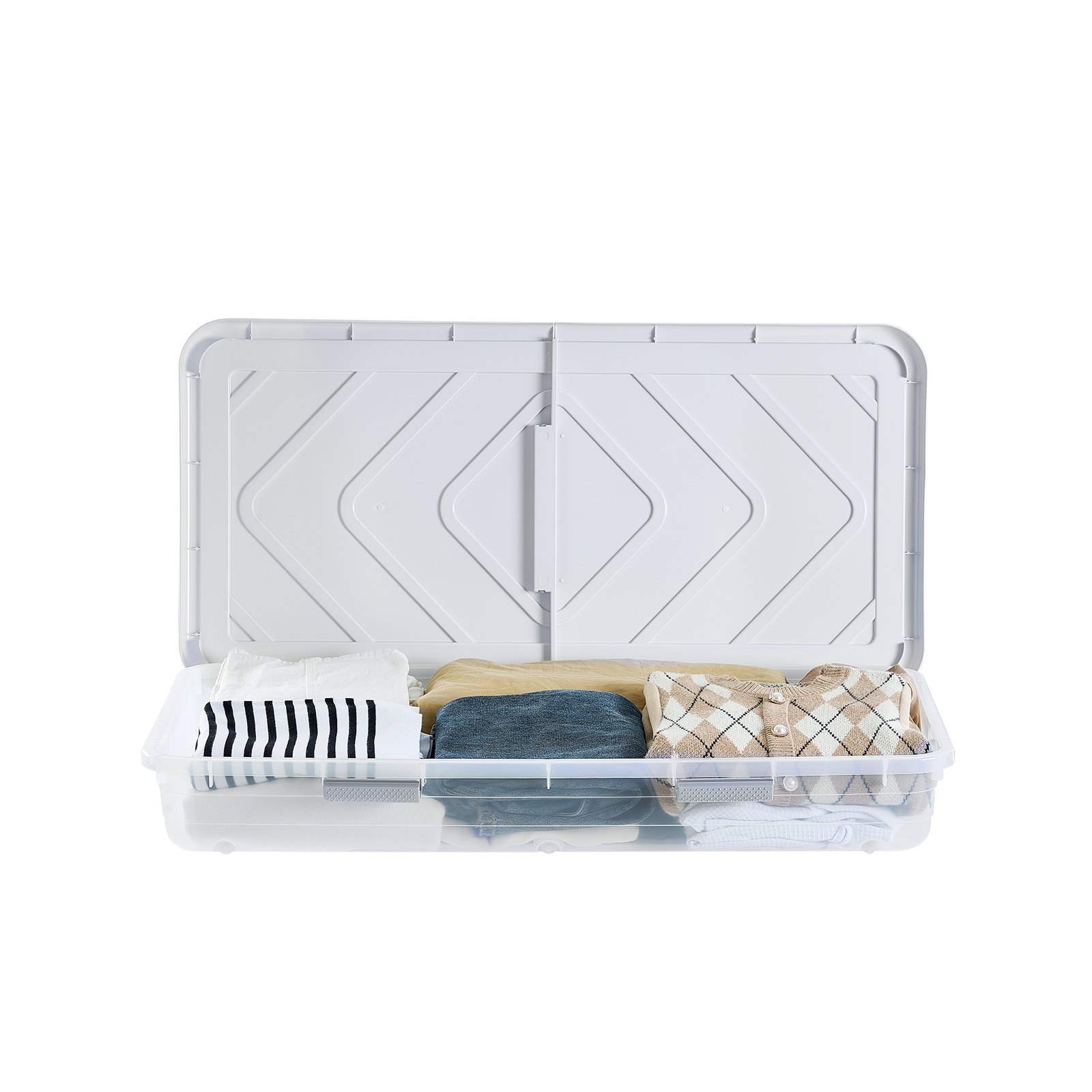 VEVOR Unterbettkommode Unterbettaufbewahrungsbox 4 Stk. Rollbar (805 x 396 x 175 mm) Unterbettbehälter mit Deckel & 
grauem Riegel, Aufbewahrungsbox Organizer für Kleidung Schuhe Decken Schlafzimmer