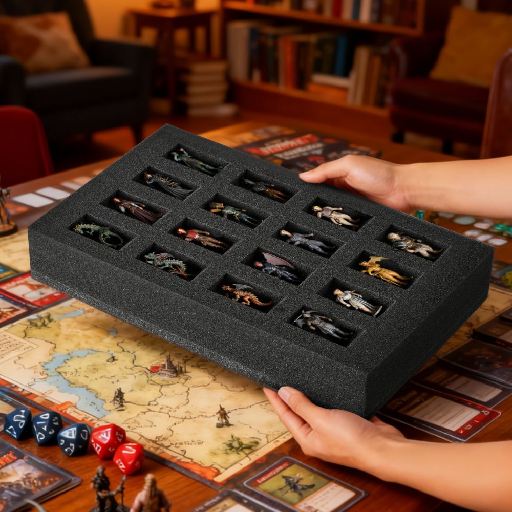 VEVOR Miniatur-Aufbewahrungstasche, passend für 16 Infanterie-Minis, Transporttasche mit Griff & verstellbarem Schultergurt, 1 Schaumstoffschicht für großes Stauvolumen (Minis nicht enthalten)