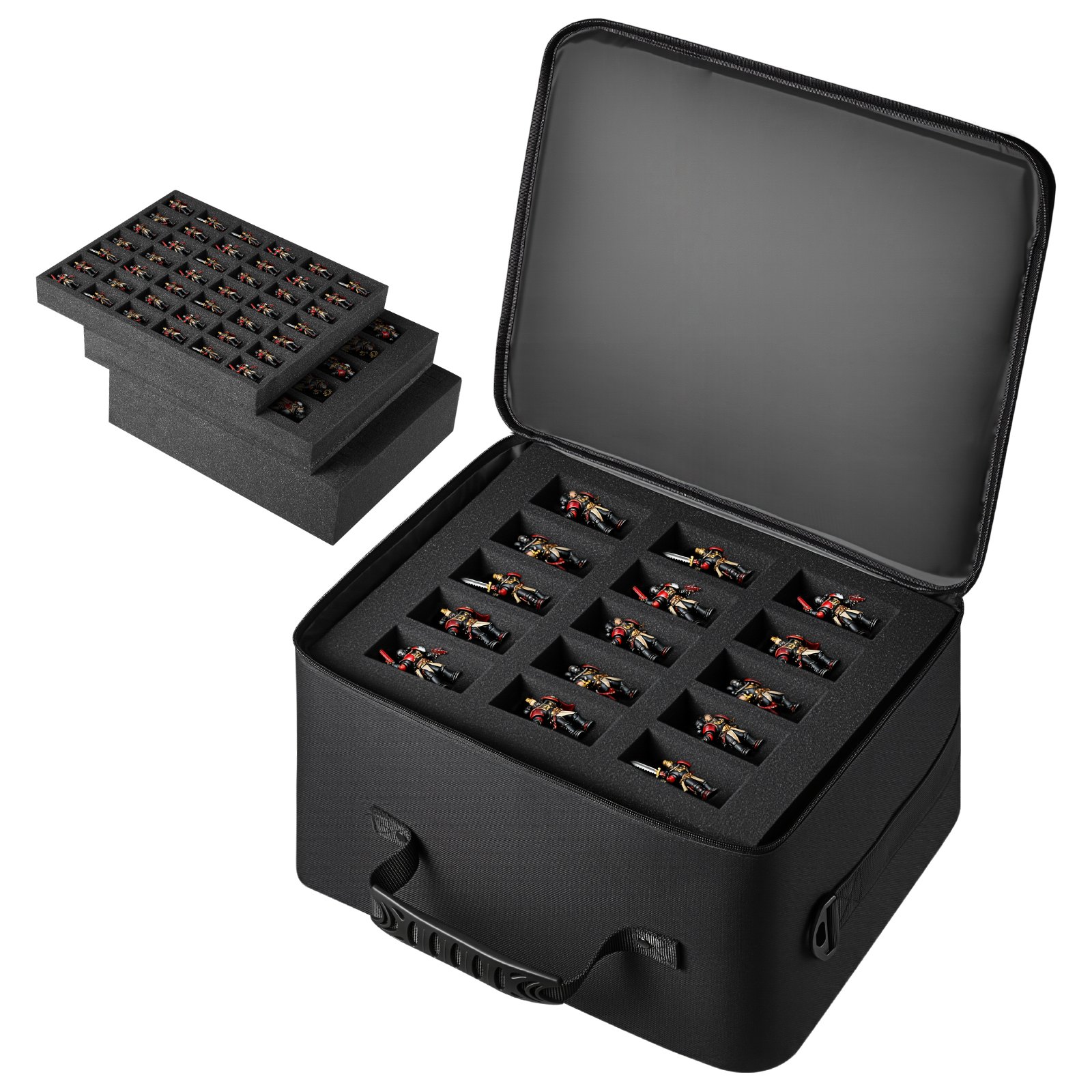 VEVOR Miniatur Aufbewahrungstasche, für Modelle im Maßstab 1:500-1:750, Transporttasche mit verstellbarem Schultergurt, 3 Schaumstoffschichten für großes Stauvolumen (Minis nicht enthalten)