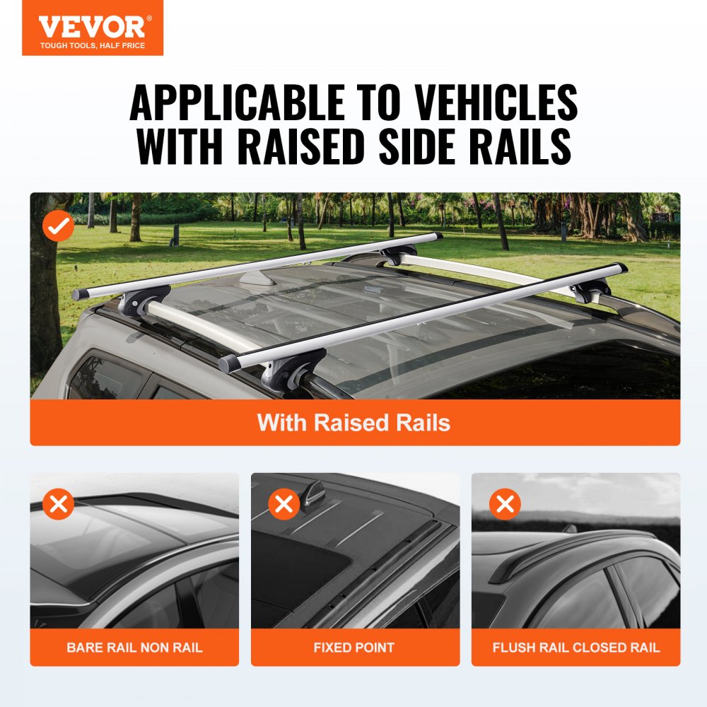 VEVOR Universal-Dachträger-Querstange für Fahrzeuge mit nacktem Dach,  Aluminium, mit Schloss