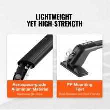 VEVOR Dachträger Dachgepäckträger Auto Querträger 2 Stk. Dachträger 70,3kg Tragfähigkeit, Geeignet für PKW Abstand zwischen Dachrinnen 105-109cm, Abstand von Dachrinnen zu Fenstern 6cm