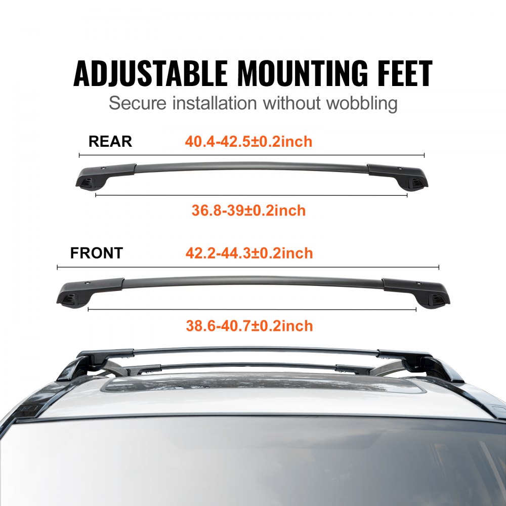 VEVOR Roof Rack Crossbars, Fits Subaru Forester 2014-2021, with Raised Side Rails, 90.7 kg Load Capacity, Aluminum Crossbars with Locks, for Roof Racks, Luggage, etc.