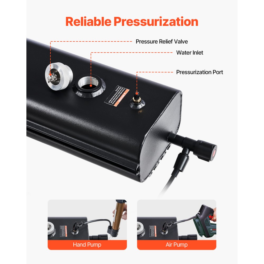 VEVOR Roof Rack Water Tank, 17L Water Storage Tank for Vehicles with 2 Splash Guards and T-Slot, Aluminum Tank with High-Pressure Connection, for Trunks, Roll Bars, and Crossbars