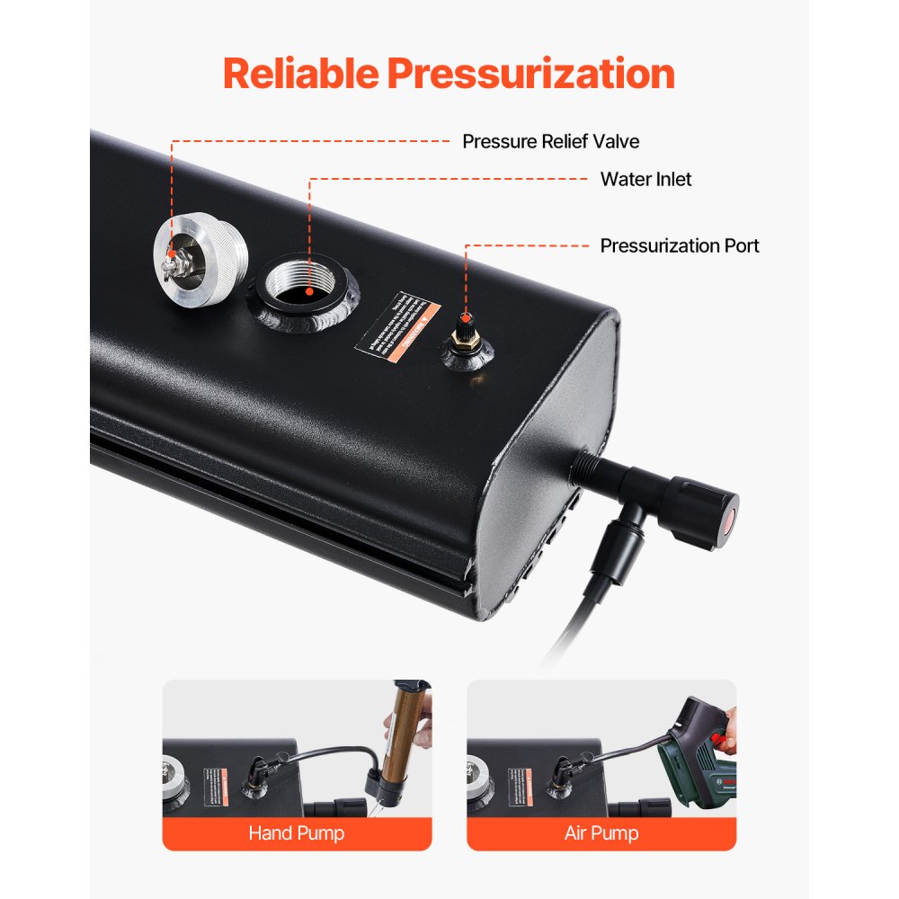 VEVOR Roof Rack Water Tank, 15L Water Storage Tank for Vehicles with 2 Splash Guards and T-Slot, Aluminum Tank with High-Pressure Connection, for Trunks, Roll Bars, and Crossbars