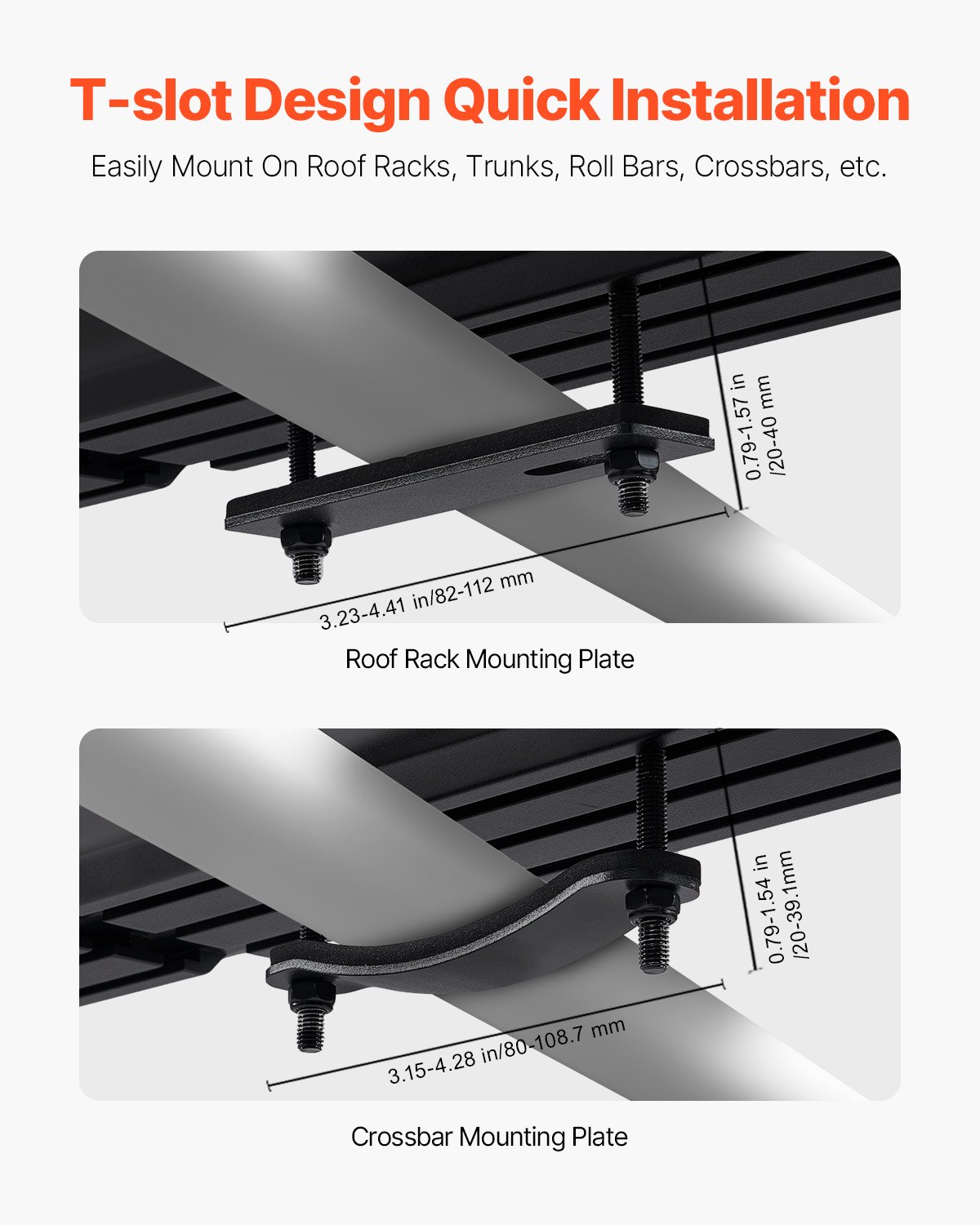 VEVOR Roof Rack Water Tank, 15L Water Storage Tank for Vehicles with 2 Splash Guards and T-Slot, Aluminum Tank with High-Pressure Connection, for Trunks, Roll Bars, and Crossbars