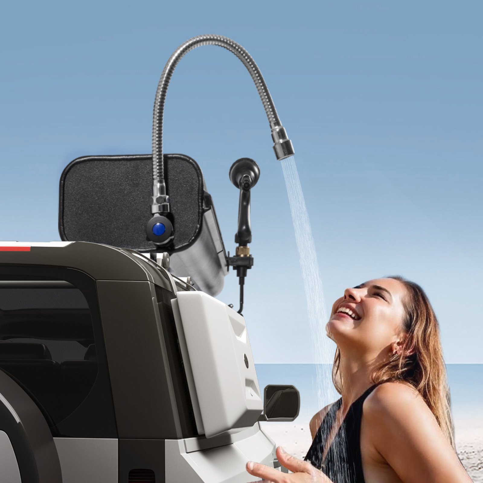 VEVOR Dachgepäckträger-Wassertank Wasserspeicher für Fahrzeuge 30 L mit 2 Spritzschutzplatten und T-Schlitz, Aluminiumtank mit hoher Druckanschluss, für Kofferräume Überrollbügel Querträger