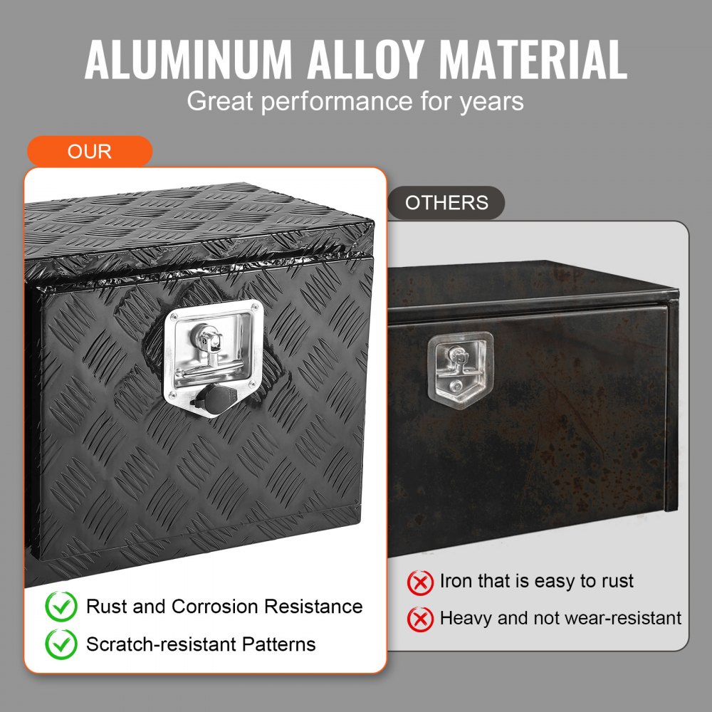 VEVOR Truckbox Werkzeugbox, Unterboden-Anhängerbox, Werkzeugkasten 46 x 32 x 36 cm Pickup-Aufbewahrungsbox, Aluminiumlegierung, 20 kg belastbarer Werkzeugkasten, abschließbare Aufbewahrungsbox