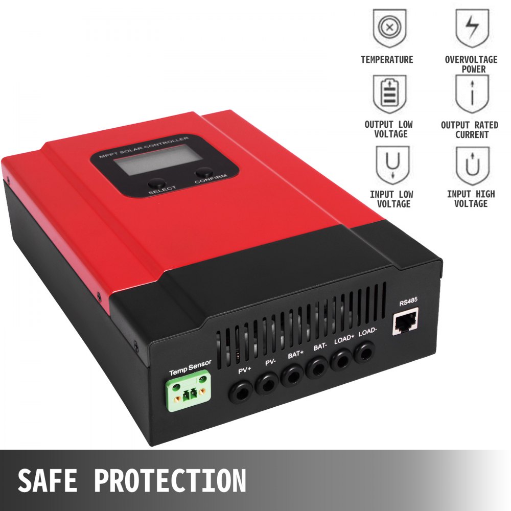 VEVOR MPPT Solarladeregler 40A Solarladeregler 12V~48V Rot und Schwarz LCD-Bildschirm Solarladegerät 12V 24V 36V 48V Systeme automatische