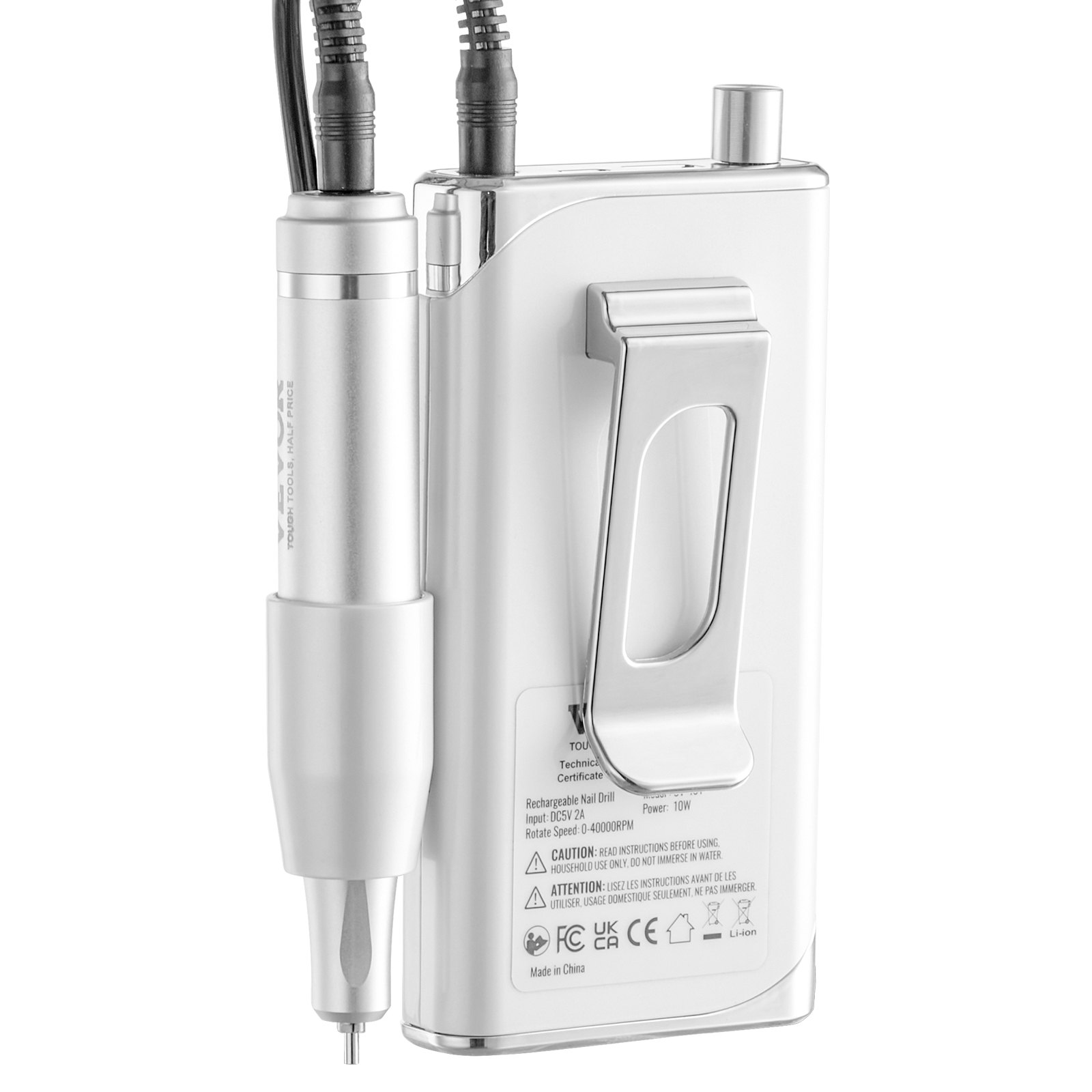 VEVOR Elektrischer Nagelbohrer, tragbarer E-Nagelfräser mit 40.000 U/min, Acryl-Gel-Schleifwerkzeug mit LCD-Display und 6 Bits und 50 Schleifbändern für Maniküre, Pediküre, Schnitzen und Polieren