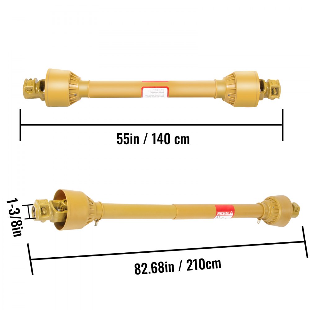 Vevor Traktor Gelenkwelle Zapfwelle 1 3/8 Kardanwelle 140-210cm Antriebswelle