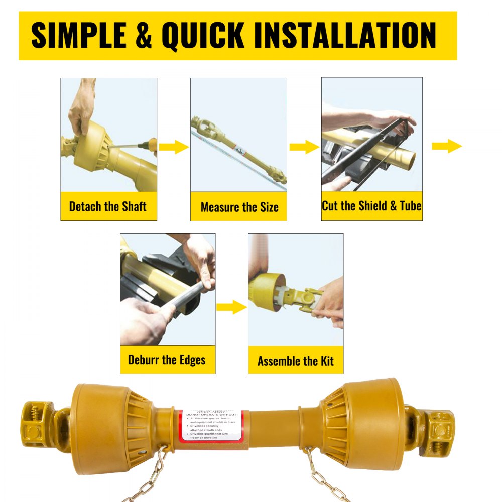 Vevor Zapfwelle Kardanwelle Traktor Gelenkwelle Beidseitig Zähne 50-60cm