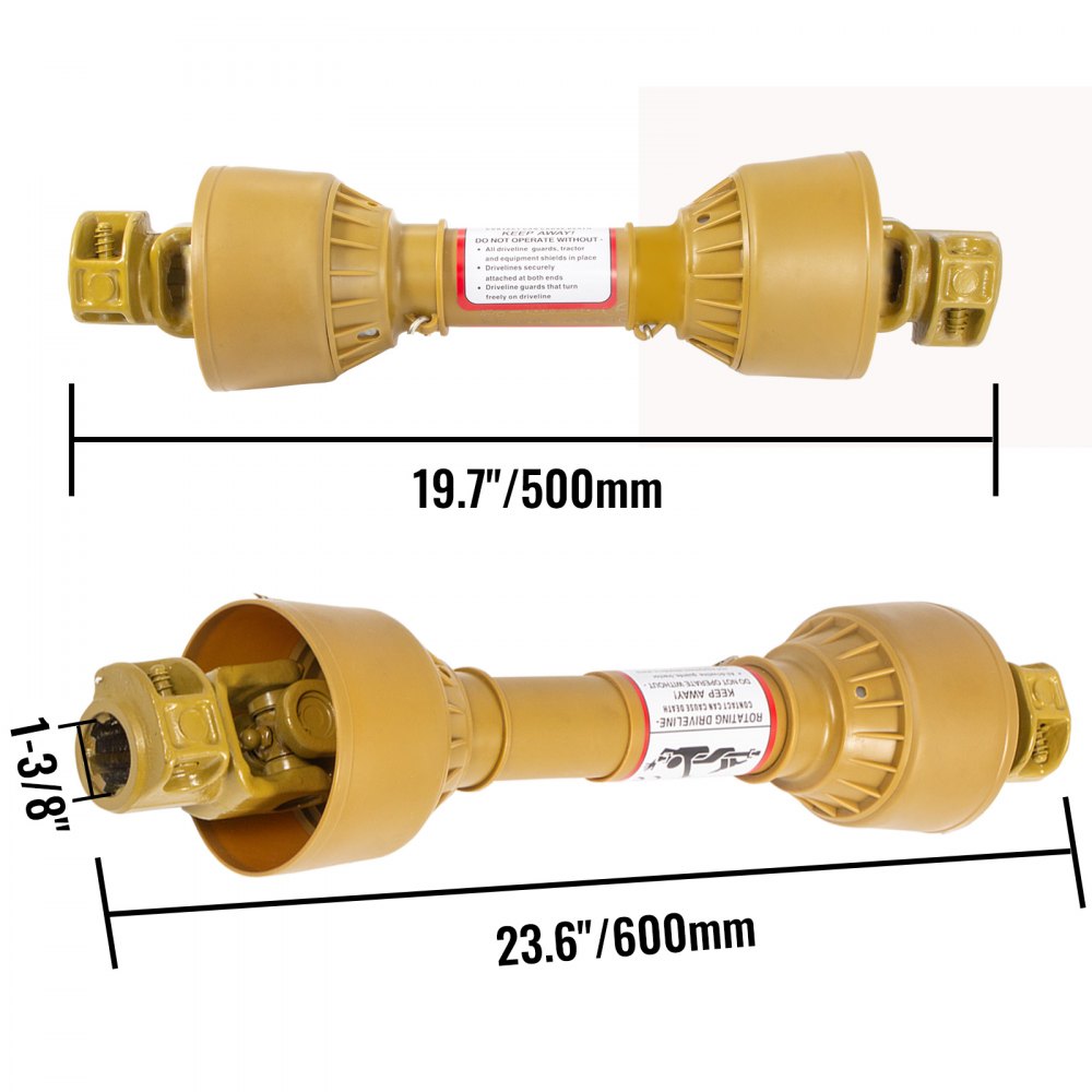 Vevor Zapfwelle Kardanwelle Traktor Gelenkwelle Beidseitig Zähne 50-60cm