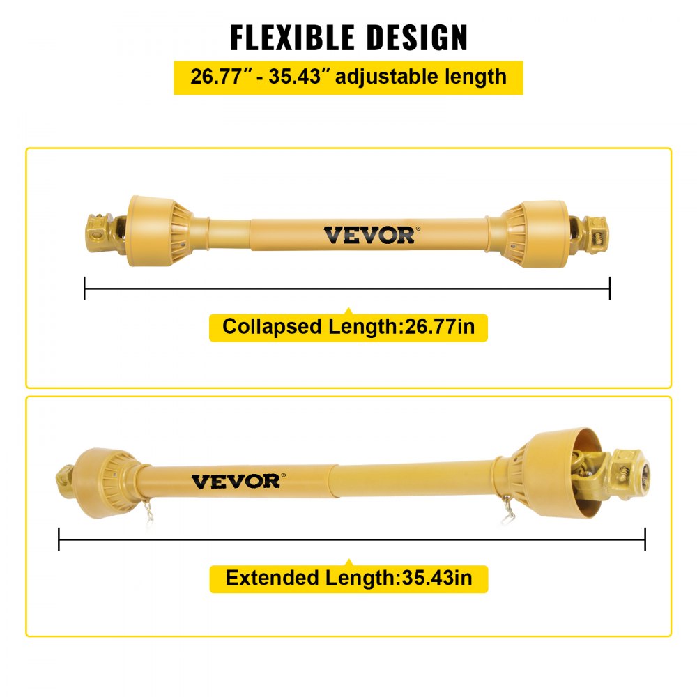 Vevor Zapfwelle Kardanwelle Traktor Gelenkwelle Beidseitig 1-3/8"x6 Zähne 90cm