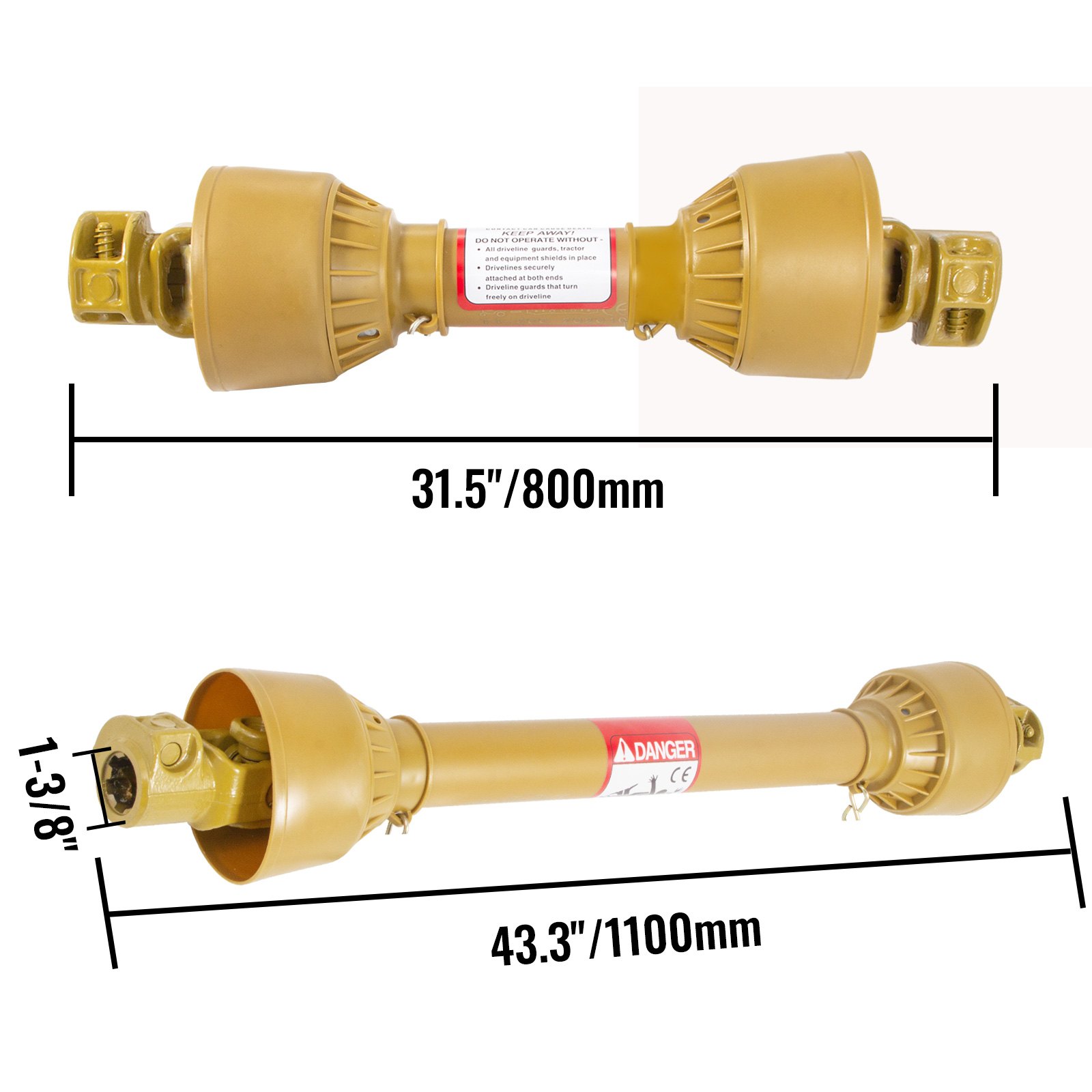 Vevor Traktor Zapfwelle Gelenkwelle 1-3/8" 6 Zähne Kardanwelle 800-1100 Mm