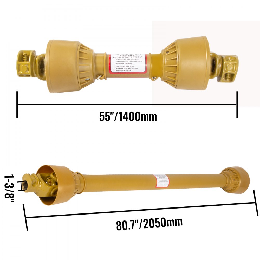 Vevor Traktor Gelenkwelle Zapfwell 140-205cm Kardanwelle Antriebswelle 6 Zähne