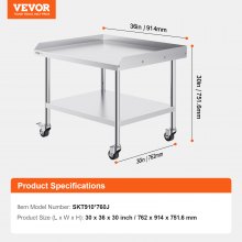 VEVOR Edelstahl-Arbeitstisch Zubereitungstisch 762x914mm Kommerziell Rollbar