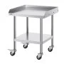 VEVOR Arbeitstisch aus Edelstahl, gewerblicher Arbeitstisch zur Lebensmittelzubereitung mit 4 Rädern, 3-seitiger Spritzschutzwand, 610 x 610 x 762 mm Arbeitstisch, Arbeitstisch für Restaurants