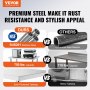 VEVOR-Arbeitstisch aus Edelstahl vs. verzinktem Stahl, 750 lbs vs. 710 lbs Tragkraft, massive Tischplatte vs. hohl.