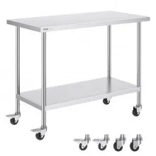 VEVOR Edelstahl-Arbeitstisch Kommerzieller Vorbereitungstisch 610x1219mm Silber