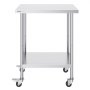 VEVOR Arbeitstisch aus Edelstahl, Zubereitungstisch mit 4 Rädern, 3 einstellbaren Höhenstufen, 610 x 762 x 954,6 mm Küchentisch Arbeitstisch zur Lebensmittelzubereitung für gewerbliche Restaurants