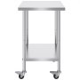 VEVOR Arbeitstisch aus Edelstahl, Zubereitungstisch mit 4 Rädern, 3 einstellbaren Höhenstufen, 610 x 762 x 954,6 mm Küchentisch Arbeitstisch zur Lebensmittelzubereitung für gewerbliche Restaurants