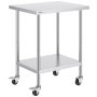 VEVOR Arbeitstisch aus Edelstahl, Zubereitungstisch mit 4 Rädern, 3 einstellbaren Höhenstufen, 610 x 762 x 954,6 mm Küchentisch Arbeitstisch zur Lebensmittelzubereitung für gewerbliche Restaurants
