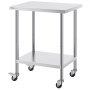 VEVOR Arbeitstisch aus Edelstahl, Zubereitungstisch mit 4 Rädern, 3 einstellbaren Höhenstufen, 610 x 762 x 954,6 mm Küchentisch Arbeitstisch zur Lebensmittelzubereitung für gewerbliche Restaurants