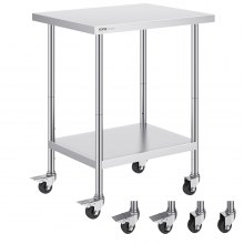 VEVOR Arbeitstisch Küchentisch Zubereitungstisch Rollbar 610x762mm Gastro