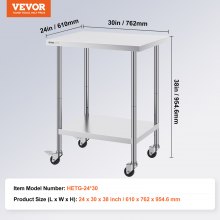 VEVOR Arbeitstisch Küchentisch Zubereitungstisch Rollbar 610x762mm Gastro