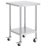 VEVOR stainless steel work table, 61 x 61 x 96.5 cm, catering preparation table with 4 wheels, 3 adjustable height levels, food preparation work table for commercial kitchens and restaurants