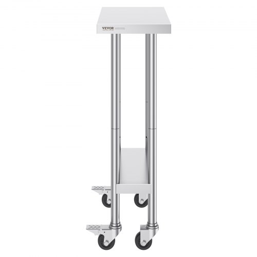 VEVOR Edelstahl Arbeitstisch Rollbar – 3-fach Höhenverstellbar, 610x350x954,6 Mm, Für Küche & Restaurant