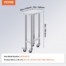 VEVOR Edelstahl-Arbeitstisch Kommerzieller Vorbereitungstisch 61x35cm Rollbar
