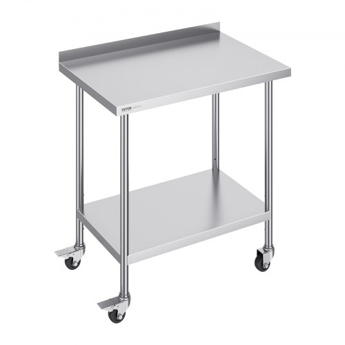 VEVOR Edelstahl-Arbeitstisch, kommerzieller Lebensmittelzubereitungs-Arbeitstisch mit Rollen, Vorbereitungs-Arbeitstisch, Metall-Arbeitstisch mit einstellbarer Höhe für Restaurant 610 x 914 x 1005,6 m