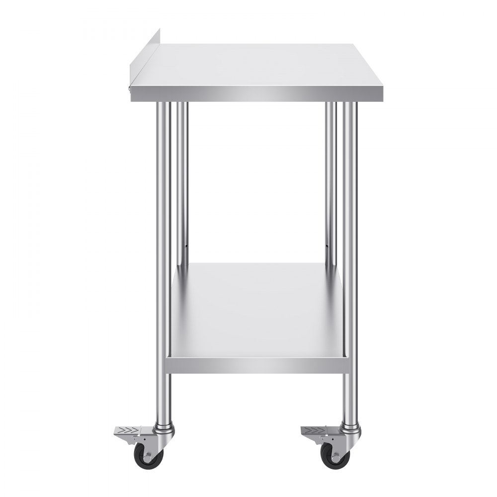 VEVOR Edelstahl-Arbeitstisch, kommerzieller Lebensmittelzubereitungs-Arbeitstisch mit Rollen, Vorbereitungs-Arbeitstisch, Metall-Arbeitstisch mit einstellbarer Höhe für Restaurant 610 x 914 x 1005,6 m