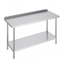 VEVOR Edelstahl-Arbeitstisch, gewerblicher Arbeitstisch zur Lebensmittelzubereitung, 610 x 1524 x 914 mm robuster Arbeitstisch aus Metall mit einstellbarer Höhe für Restaurant, Zuhause und Hotel