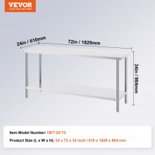 VEVOR Arbeits- und Vorbereitungstisch Edelstahl Gewerblicher Arbeitstisch