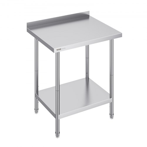 VEVOR Edelstahl-Arbeitstisch, gewerblicher Arbeitstisch zur Lebensmittelzubereitung, robuster Arbeitstisch mit einstellbarer Höhe für Restaurant, Zuhause und Hotel Zubereitungstisch 610 x 762 x 914 mm